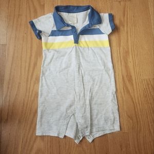 First Impressions 24M Gray and Blue Polo Romper